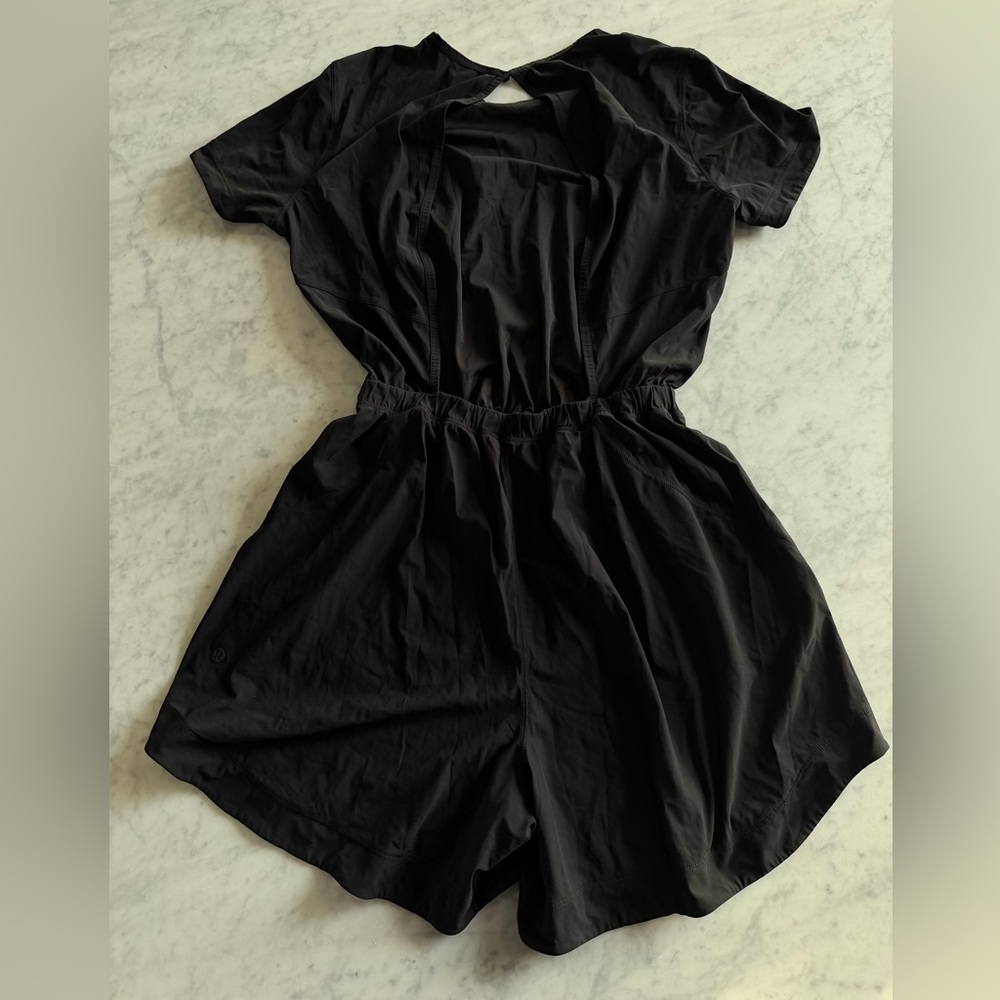 Rare & sold out! Lululemon Shorts Romper Black Size 8 Built-In Liner EUC